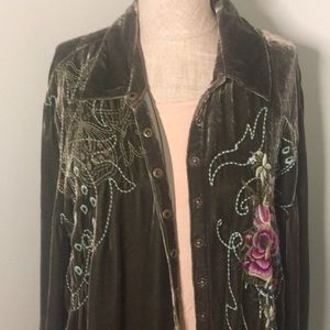 J Jill velvet embroidered blouse